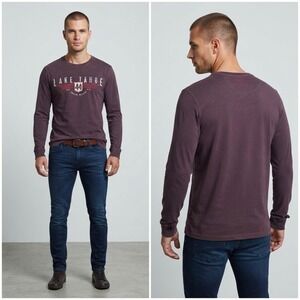 Premium 51 Mens Lake Tahoe Graphic Long Sleeve T-Shirt Puce Burgundy Size M